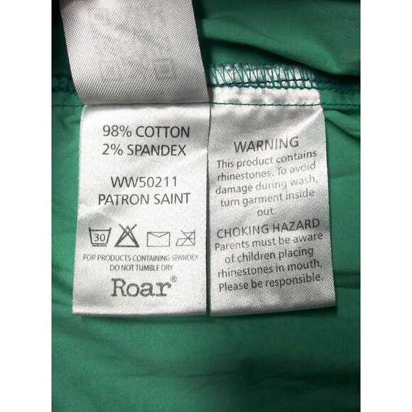 Roar Western Shirt Womens Sz L Slim Embroidered Rhinestones Cowgirl green black - Picture 10 of 12